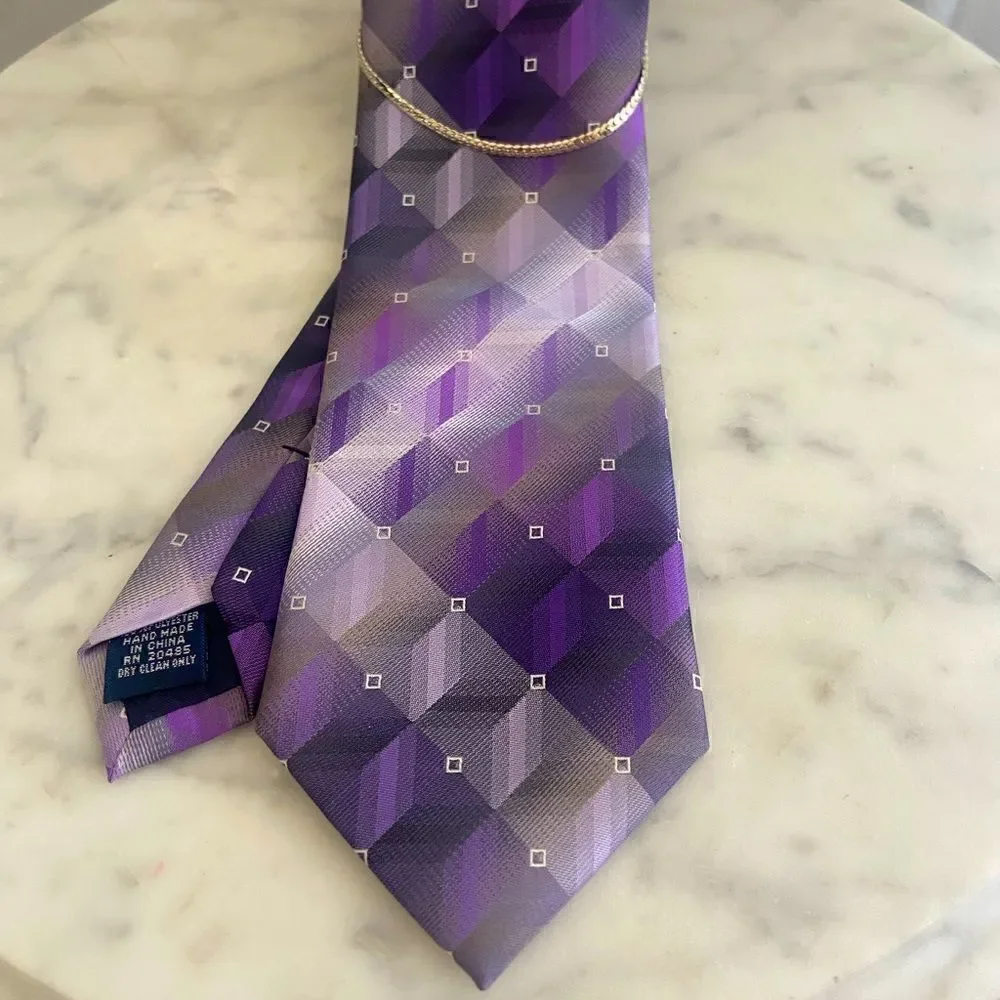 Pierre Cardin Purple Plum Bespoke Geometric Tie